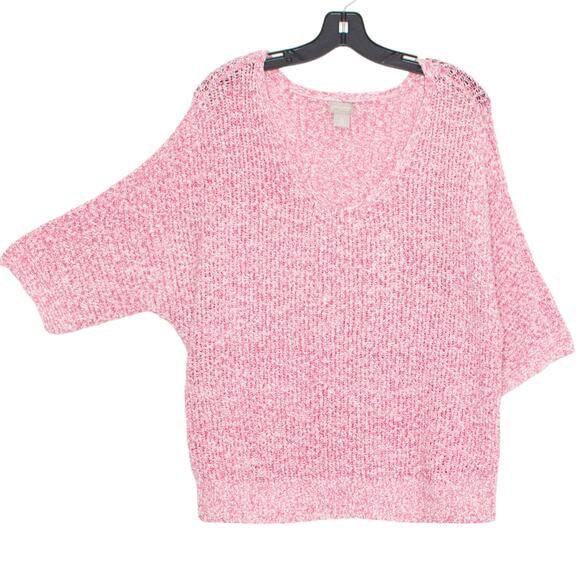 Chicos Sweater Pullover Cozy Boho Minimalist Casual Valentines Pink 0 Small 4 - Picture 1 of 6